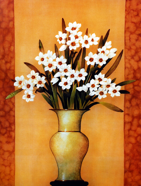 鲜花瓷器装饰油画图片