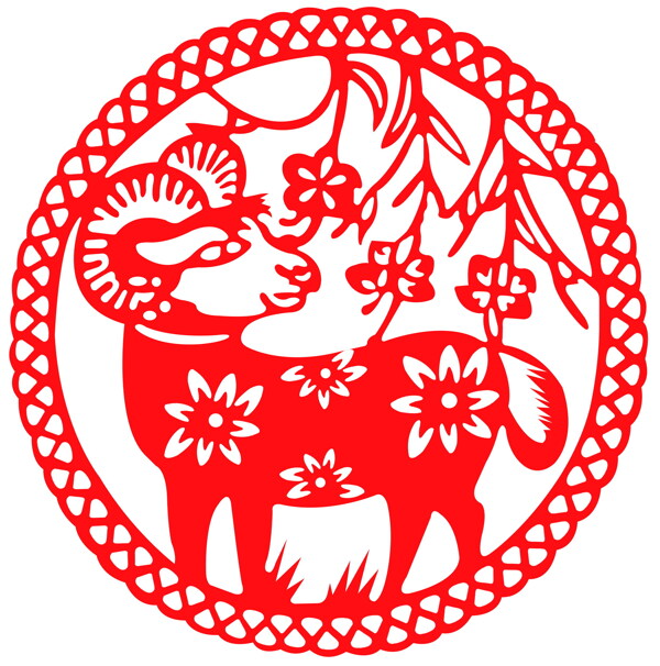 圓形剪紙羊年吉祥圖案下載
