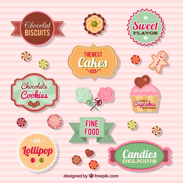 9款创意甜品标签矢量图图片