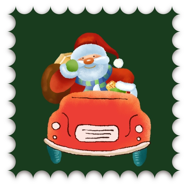 手绘风圣诞邮票小贴纸元素