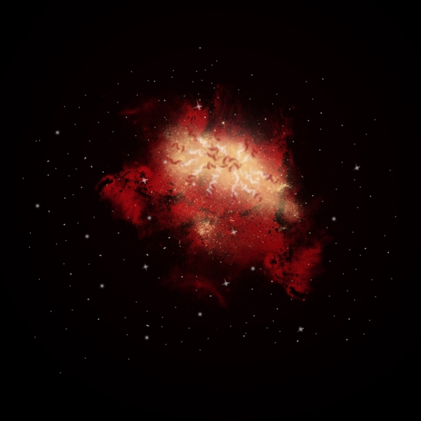 手绘风写实太空宇宙红色星云