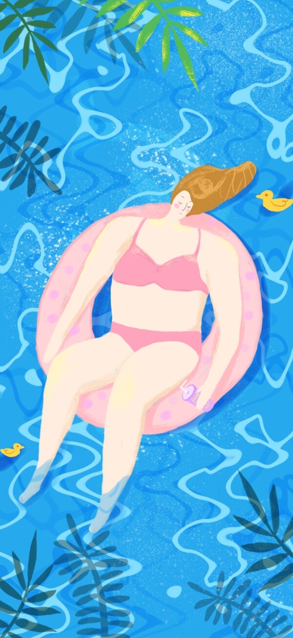 夏日游泳插画