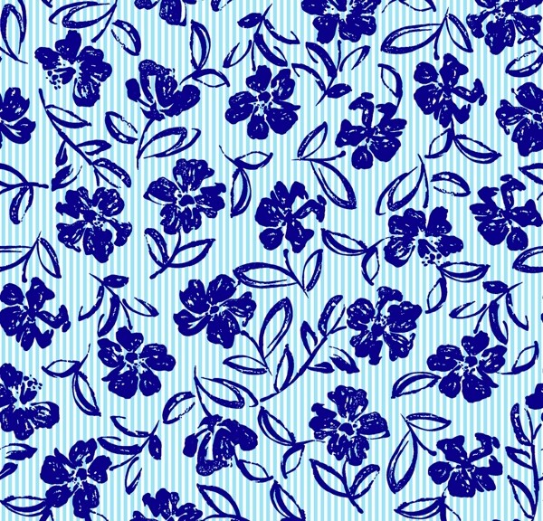 蓝色花卉无缝背景图片
