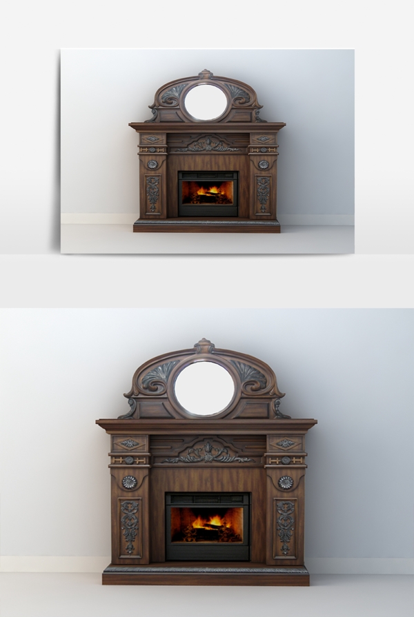 现代欧式风格家装客厅壁炉模型