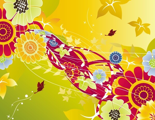 五顏六色的花朵矢量素材