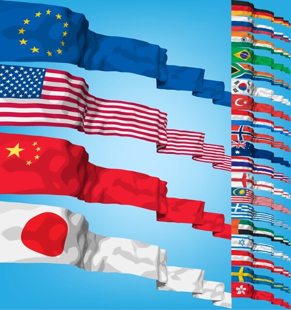 动感飘扬的世界各国国旗图片