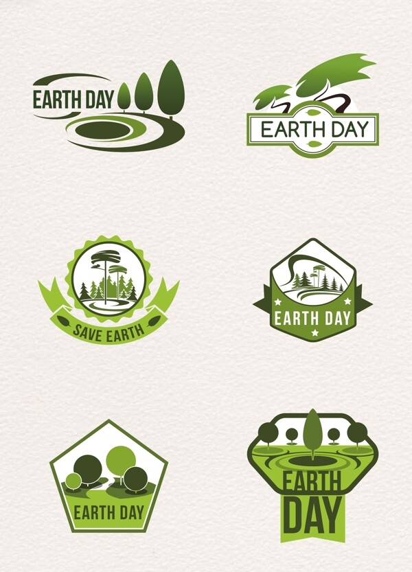 绿色世界地球日标签矢量图