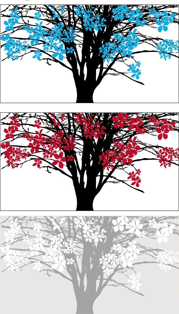 三色艺术树图片