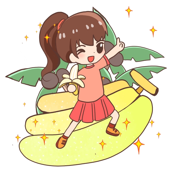 夏日女孩乘坐香蕉船