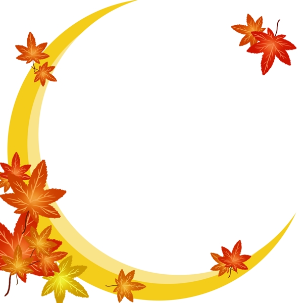 秋季树叶月亮边框插画