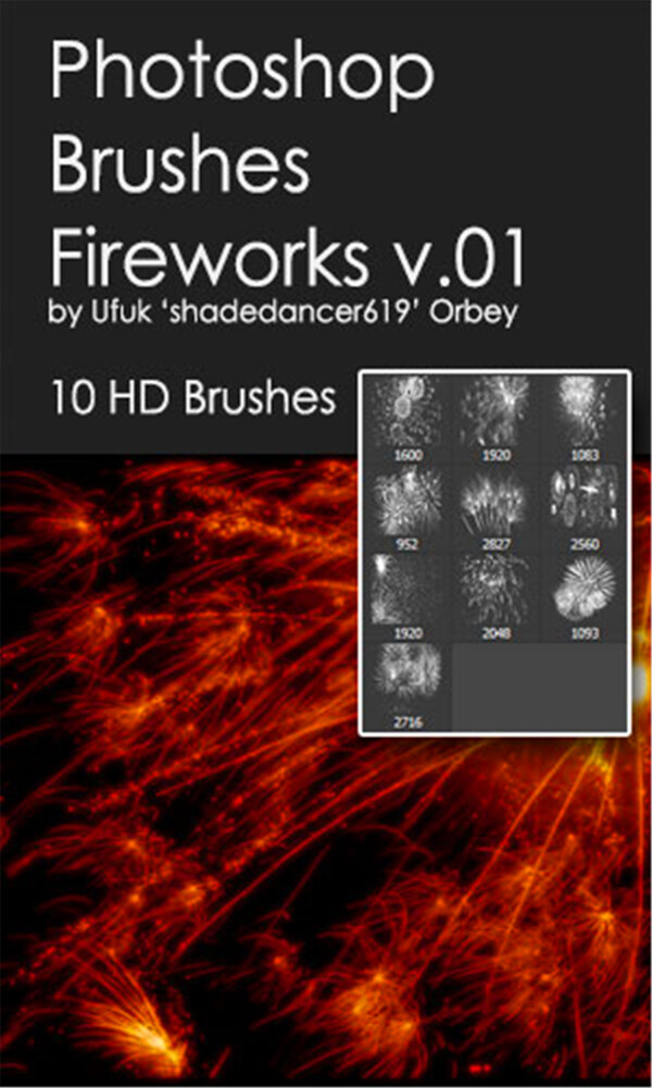 10种高清烟花绽放的烟火效果Photoshop笔刷素材