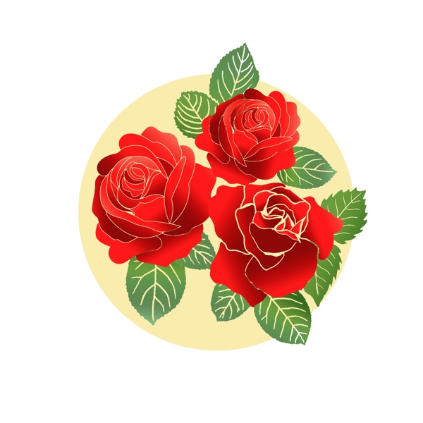 手绘风玫瑰花元素