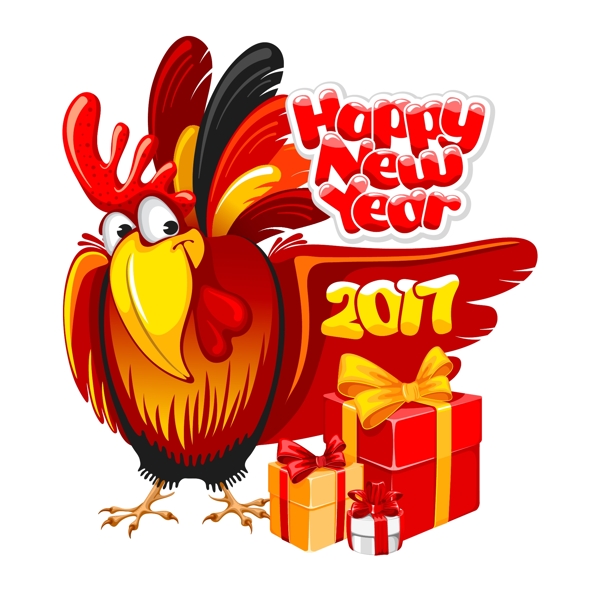 雞年圣誕節(jié)新年矢量素材