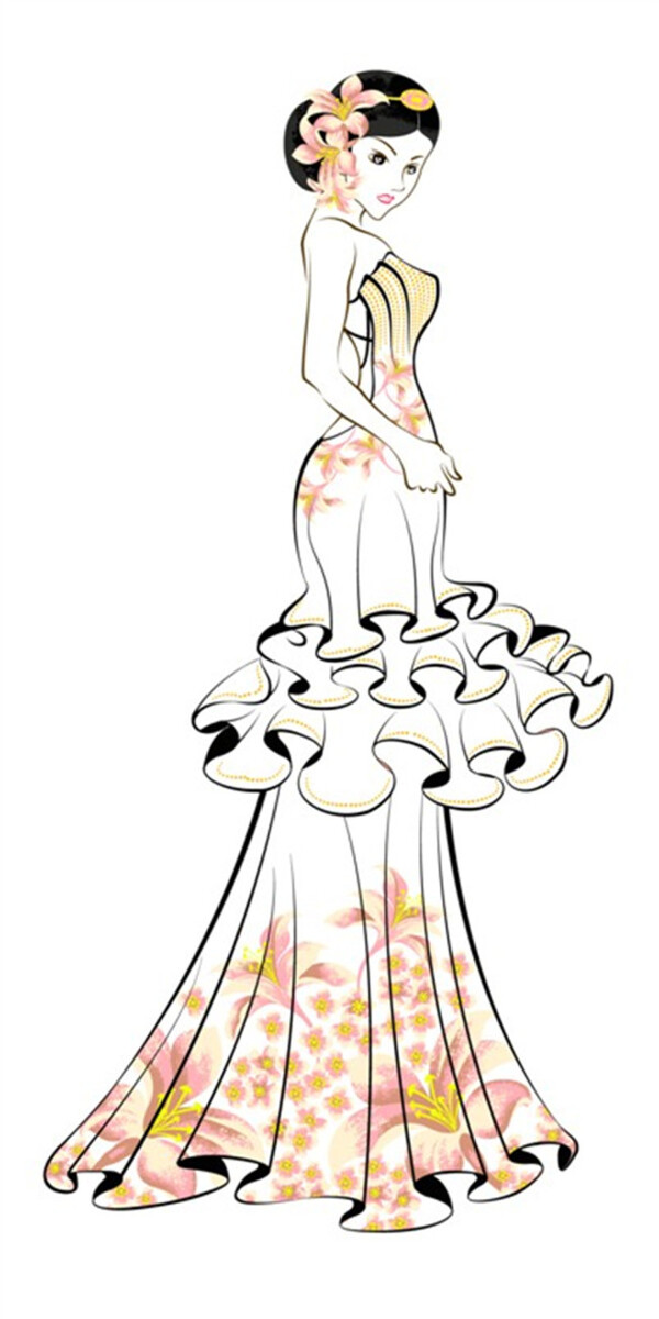 花邊抹胸婚紗設(shè)計圖
