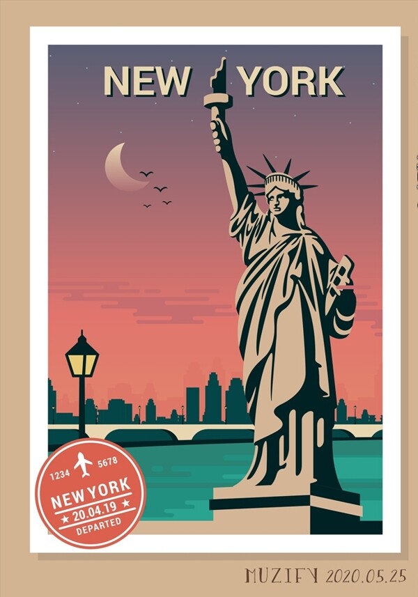 美国自由女神像海报