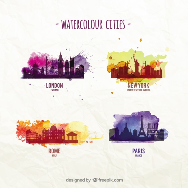 水彩画的城市