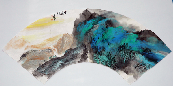扇面云山得意圖圖片