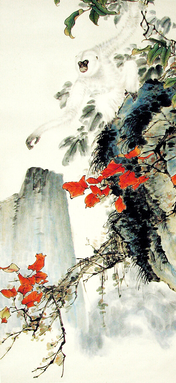 位圖植物圖案寫意花卉動(dòng)物猴子免費(fèi)素材