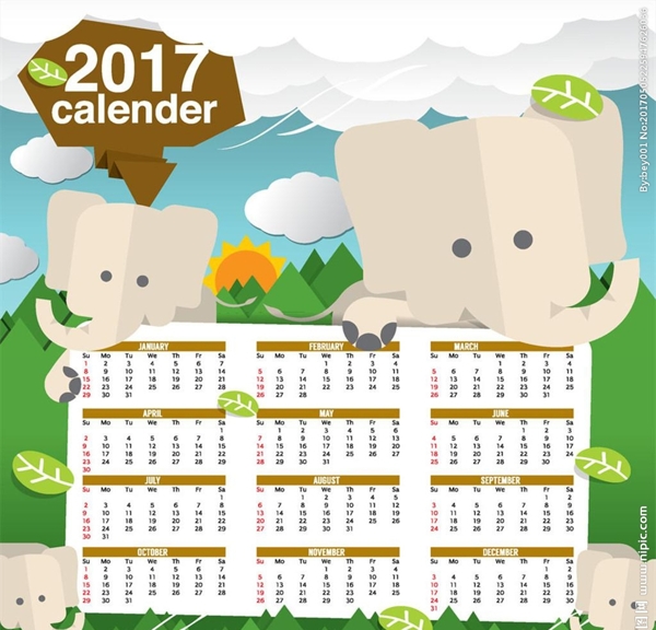 绿叶大象2017年日历