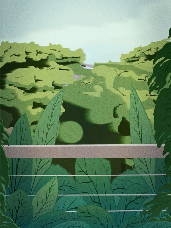 大气简约春天景色插画背景