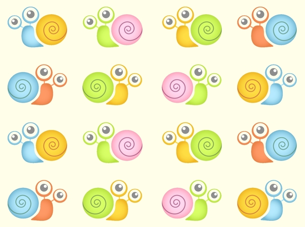 可爱卡通彩色蜗牛图纹背景素材