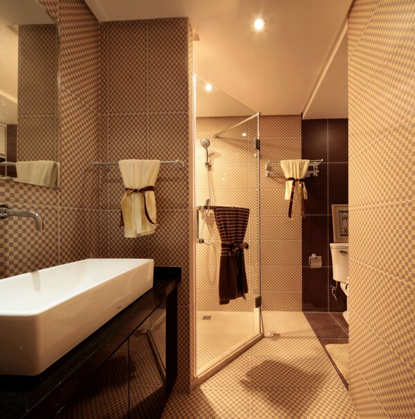 现代简约马赛克背景墙卫生间室内装修效果图