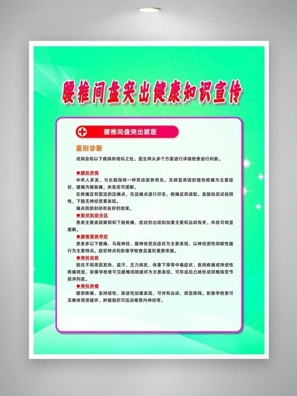 腰椎间盘突出疾病诊断宣传海报