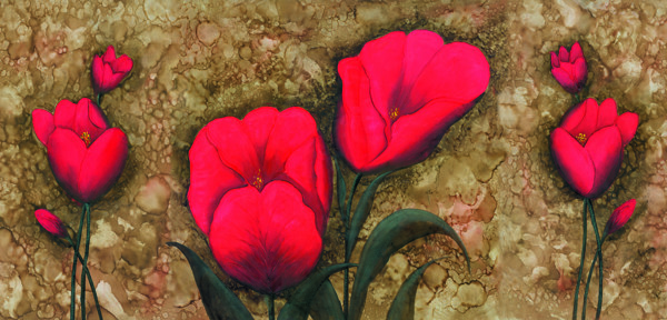 高清晰的油画无框画花卉图片