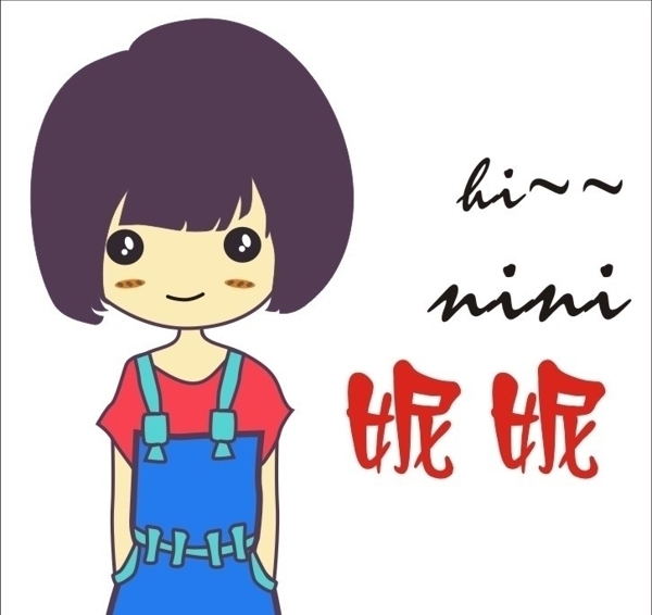 卡通女孩齊劉海圖片
