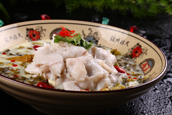 酸菜鱼鱼片美食特写