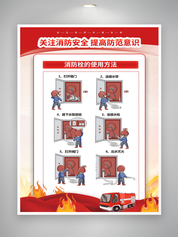 關(guān)注消防安全提高防范意識(shí)宣傳公益海報(bào)