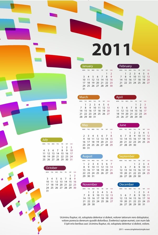 2011日历模板矢量