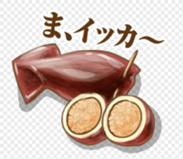一塊烤魷魚和兩片切開的魷魚包飯