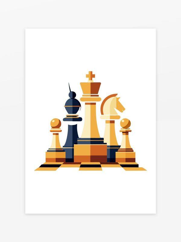  現(xiàn)代設(shè)計(jì)國(guó)際象棋棋子插畫(huà)