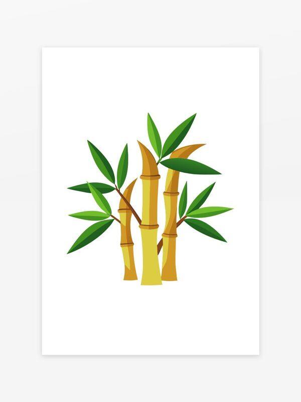簡約卡通手繪竹筍綠色竹葉插畫