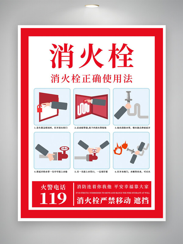 消火栓正確使用方法宣傳圖文海報(bào)