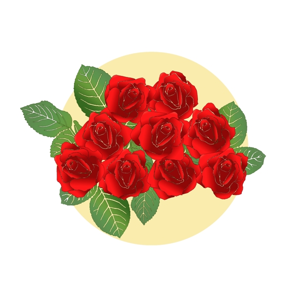 手绘玫瑰花元素红色玫瑰