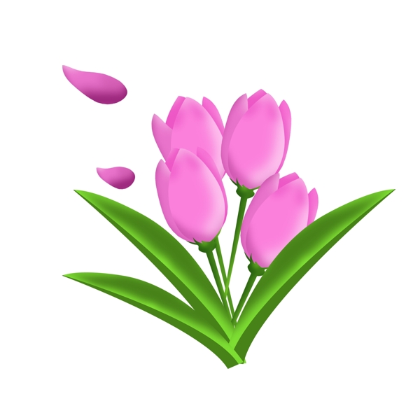 春天元素紫色花朵郁金香绿叶手绘简约风8