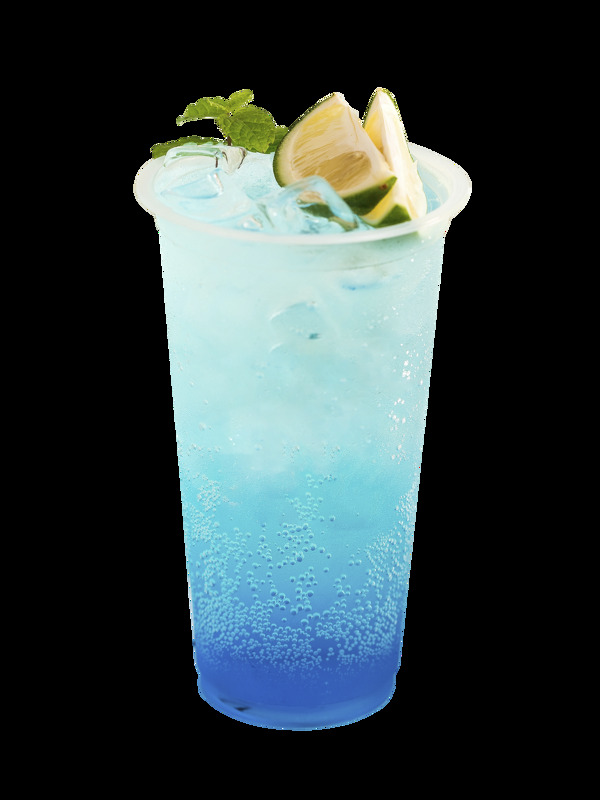 高顏值網(wǎng)紅藍(lán)色冰鎮(zhèn)檸檬氣泡水飲品
