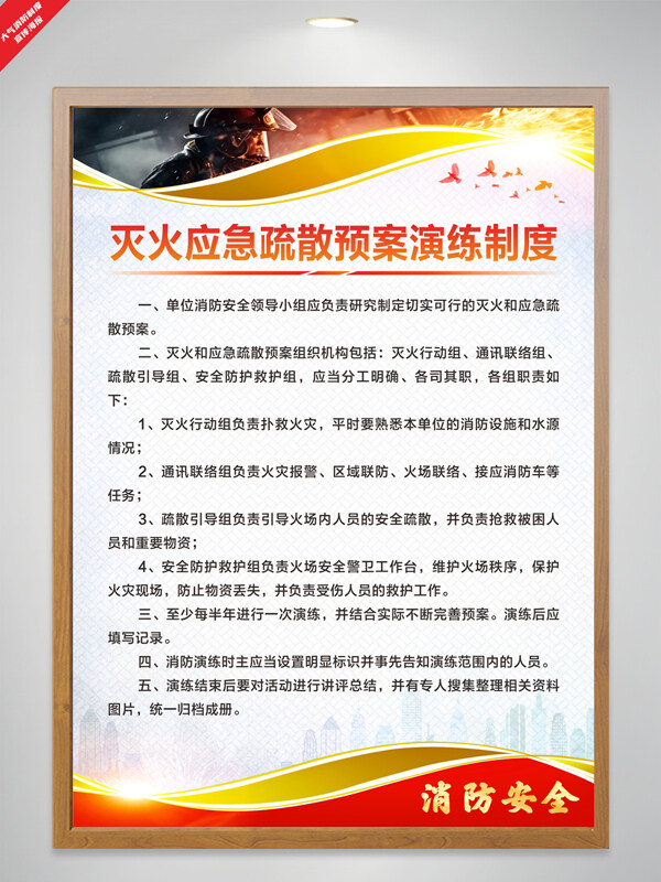 滅火應急疏散預案演練消防制度海報