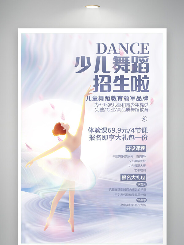 簡(jiǎn)約文藝芭蕾舞蹈培訓(xùn)招生培訓(xùn)海報(bào)