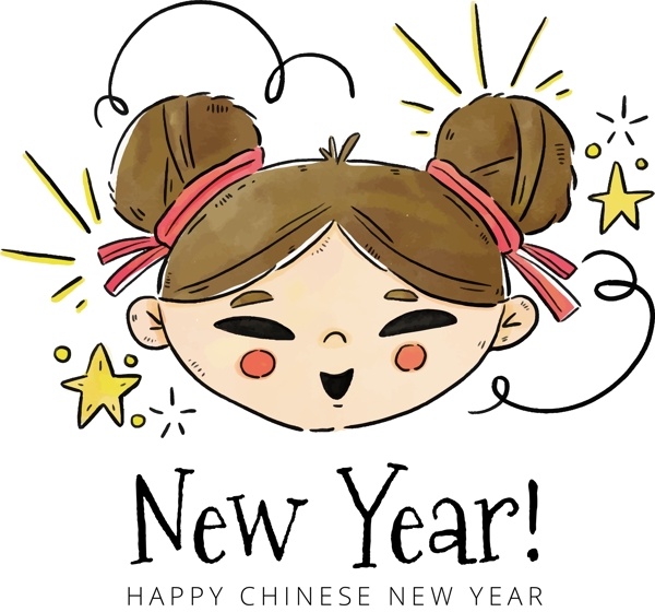 手繪可愛新年海報(bào)