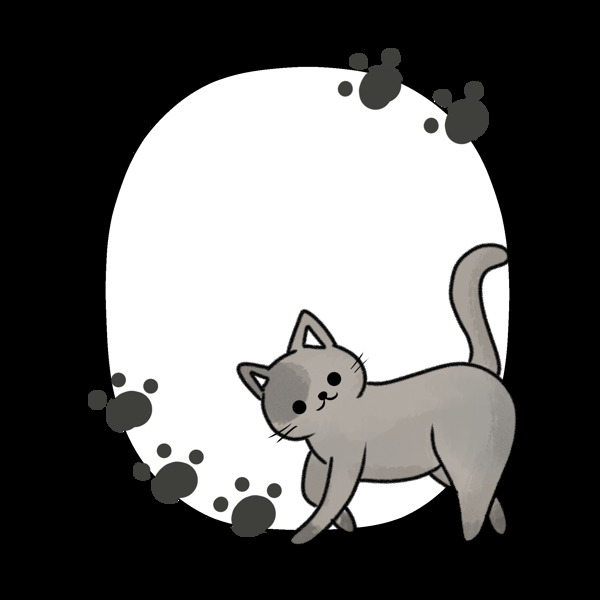 灰色的猫咪边框插画
