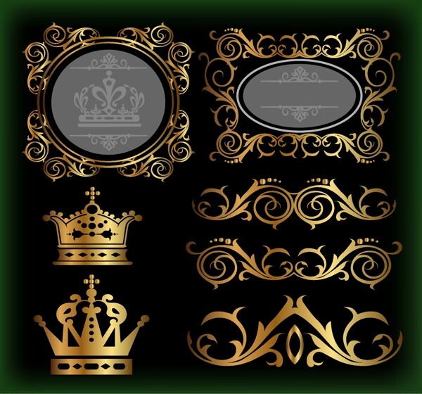 奢华创意复古皇冠网页设计标签