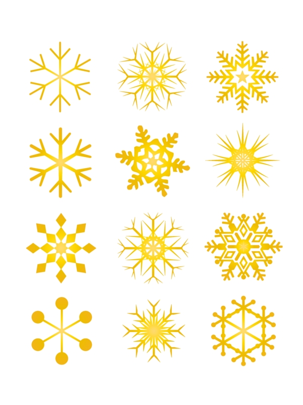 金色雪花矢量图标圣诞节冬季卡通可商用素材