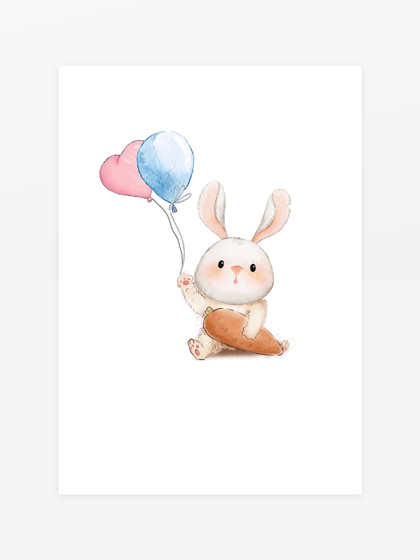 可爱的卡通气球兔子