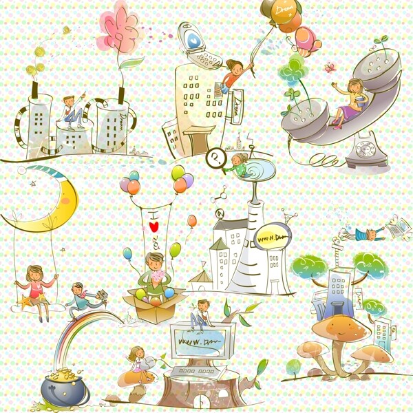 卡通線條風(fēng)格可愛(ài)插畫(huà)圖片