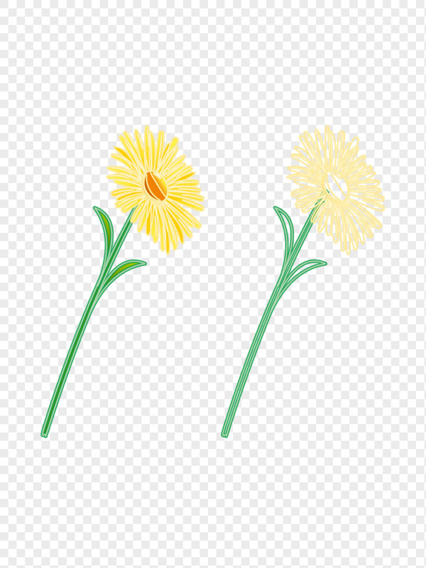 带枝叶的黄色菊花霓虹灯招牌矢量图插画素材
