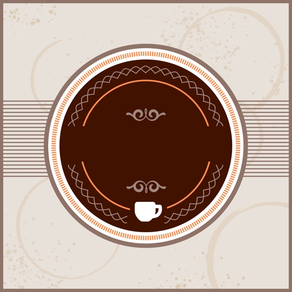 咖啡圆形标签灰底背景
