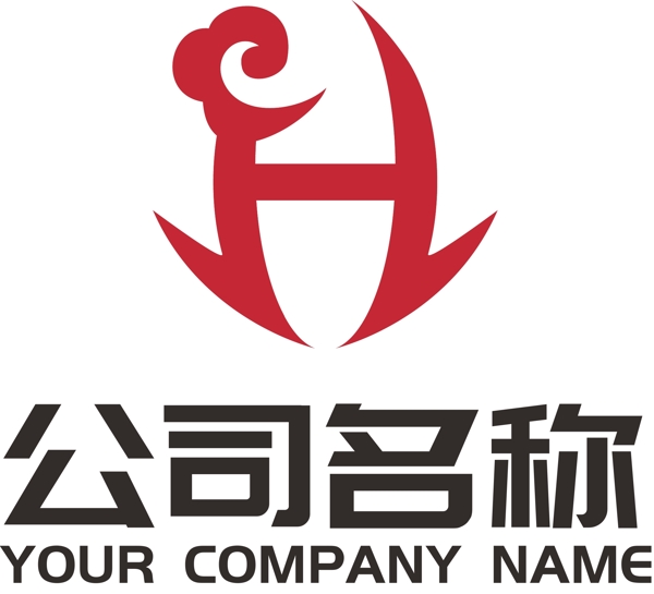 廣告LOGO字母H云紋箭頭突破